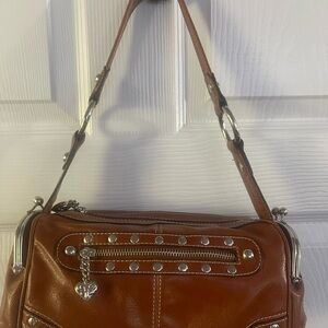 Kathy Van Zeeland Brown Shoulder Bag with Studded Details